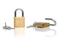 Two security gold locks and keys Royalty Free Stock Photo