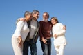 Two senior couples having fun outdoors on sunny day Royalty Free Stock Photo