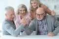 Senior couples using laptop Royalty Free Stock Photo