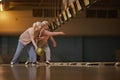 Two Senior Women Playing Bowling Side View Royalty Free Stock Photo