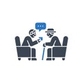 Two Seniors Enjoying Conversation Icon Royalty Free Stock Photo