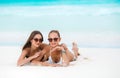 Two sensual women in bikini on a beach Royalty Free Stock Photo