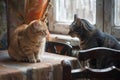 Two Serious Cats are Talking, Cats Conversation, a Conversation of Domestic Animals, Cats Chatter