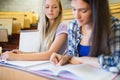 Two serious students working together Royalty Free Stock Photo