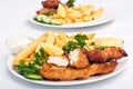 Two Servings of Fish and Chips Royalty Free Stock Photo