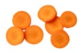 Two sets of beautiful orange carrot slices isolated on white background with clipping path Royalty Free Stock Photo