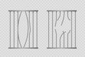Two Sets Of Prison Bars, One Set Bent And The Other Broken, Isolated On A Transparent Background. Realistic 3d Vector
