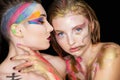 Two sexy young women with creative make-up Royalty Free Stock Photo