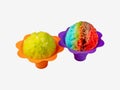 Two Hawaiian Shave ice, Shaved ice or snow cone desserts in flower shaped cups. Royalty Free Stock Photo