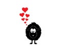 Black sheep silhouette in love with hearts illustration. Cartoon character