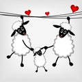 Two sheep with red hearts Royalty Free Stock Photo