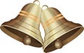 Two Shiny golden Christmas bells decorated, Jingle bells Icon Royalty Free Stock Photo