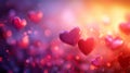 Two Shiny Hearts Float Among Blurry Red Hearts Royalty Free Stock Photo