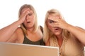 Two Shocked Women Using Laptop Royalty Free Stock Photo