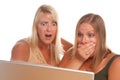 Two Shocked Women Using Laptop Royalty Free Stock Photo