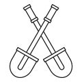 Two shovels icon, outline style Royalty Free Stock Photo