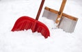 Two shovels for snow removal Royalty Free Stock Photo