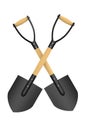 Two shovels on white background. Garden tool. Isolated 3D iillustration