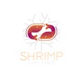 Two Shrimp symbol icon and coral set orange violet gradient colo