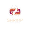 Two Shrimp symbol icon and coral set orange violet gradient Royalty Free Stock Photo
