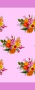 two side border with pink background flower bunch pattern for saree
