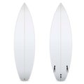 Two-sided blank surfboard isolated on white background.