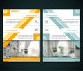 Two sided brochure or flyer template design with interior blurred photo ellements.