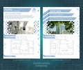 Two sided brochure or flyer template design with interior and exterior blurred photo ellements Royalty Free Stock Photo