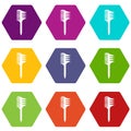 Two sided comb icons set 9