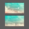 Two-sided horizontal business cards with realistic pink-blue sky