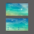 Two-sided horizontal business cards with realistic turquoise-yellow sky