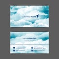 Two-sided horizontal flyer of a4 format with watercolor blue-white sky