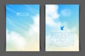 Two-sided vertical flyer of a4 format with realistic beige-blue sky