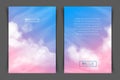 Two-sided vertical flyer of a4 format with realistic pink-blue sky Royalty Free Stock Photo