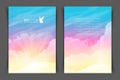 Two-sided vertical flyer of a4 format with realistic pink-blue sky Royalty Free Stock Photo