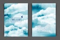 Two-sided vertical flyer of a4 format with watercolor blue-white sky