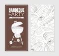 Two Sided Vertical Square Invitation Card for Barbecue Party