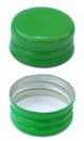 Isolated Green Metal Bottle Cap Both Sides