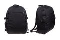 Two sides of modern black backpack, isolated on white Royalty Free Stock Photo