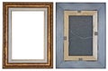 Two sides of a modern wooden frame for a small picture in retro Royalty Free Stock Photo