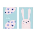 Two sides of postcard Happy Easter vector illustration concept Royalty Free Stock Photo