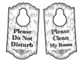 Two signs on the hotel door. Please do not disturb and please clean my room. Royalty Free Stock Photo