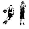 Two silhouette of basketball players Royalty Free Stock Photo