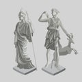 Two silhouette statues of ancient Greek men Royalty Free Stock Photo