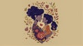 Two Silhouetted Figures Share A Kiss Enclosed In Heart-Shaped Wreath Of Autumnal Leaves And Flowers