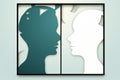 two silhouettes of a man and a woman facing each other