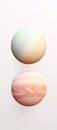 two silky and dreamy perfect pastel colors planets on white background generative AI