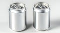 Two Silver Aluminum Cans on White Background in Studio Setting Still Life Royalty Free Stock Photo