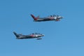 Two silver Fouga Magister jets flying at the Kaivopuisto Air Show