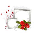 Two silver frames with red roses Royalty Free Stock Photo